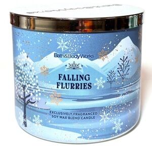 NWOT Bath & Body Works Falling Flurries Candle - Blue and Silver